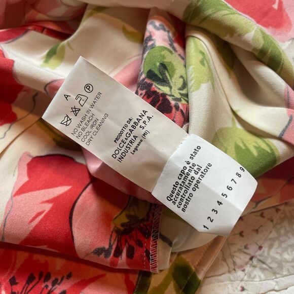 dolce and gabbana rare d&g pink and white floral silk collared button up size 42 - Picture 8 of 8